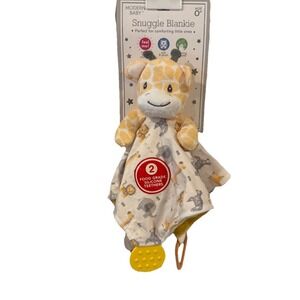 Modern Baby Yellow Giraffe Lovey Snuggle Blankie Infant Plush Rattle Teether NWT